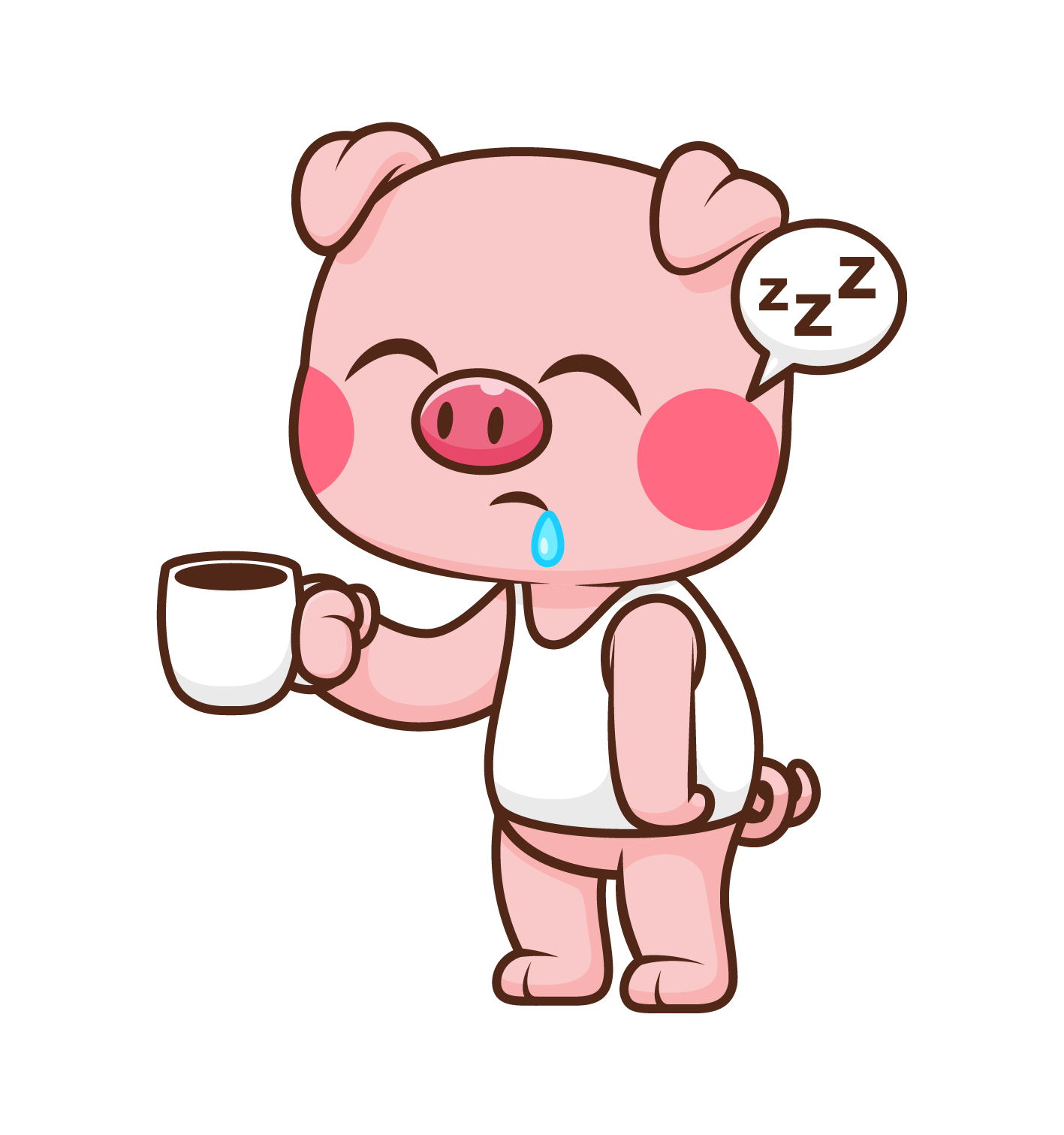 sleepy pig illustration